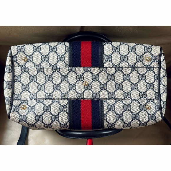 Certified Authentic Vintage Gucci Boston Web Canvas Leather Crossbody Bag, COA - Picture 5 of 16